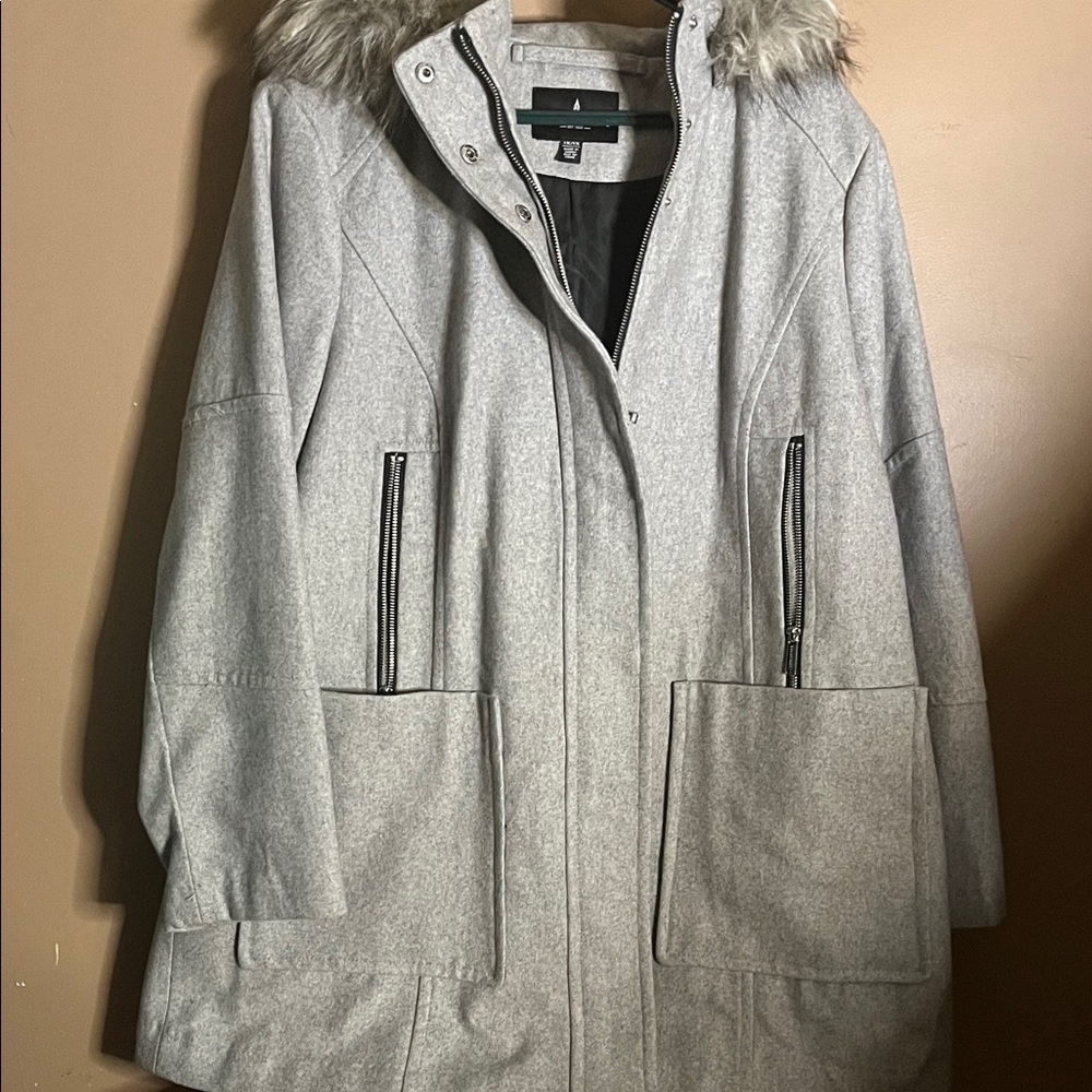 😄Plus size London fog wool blend coat zippers